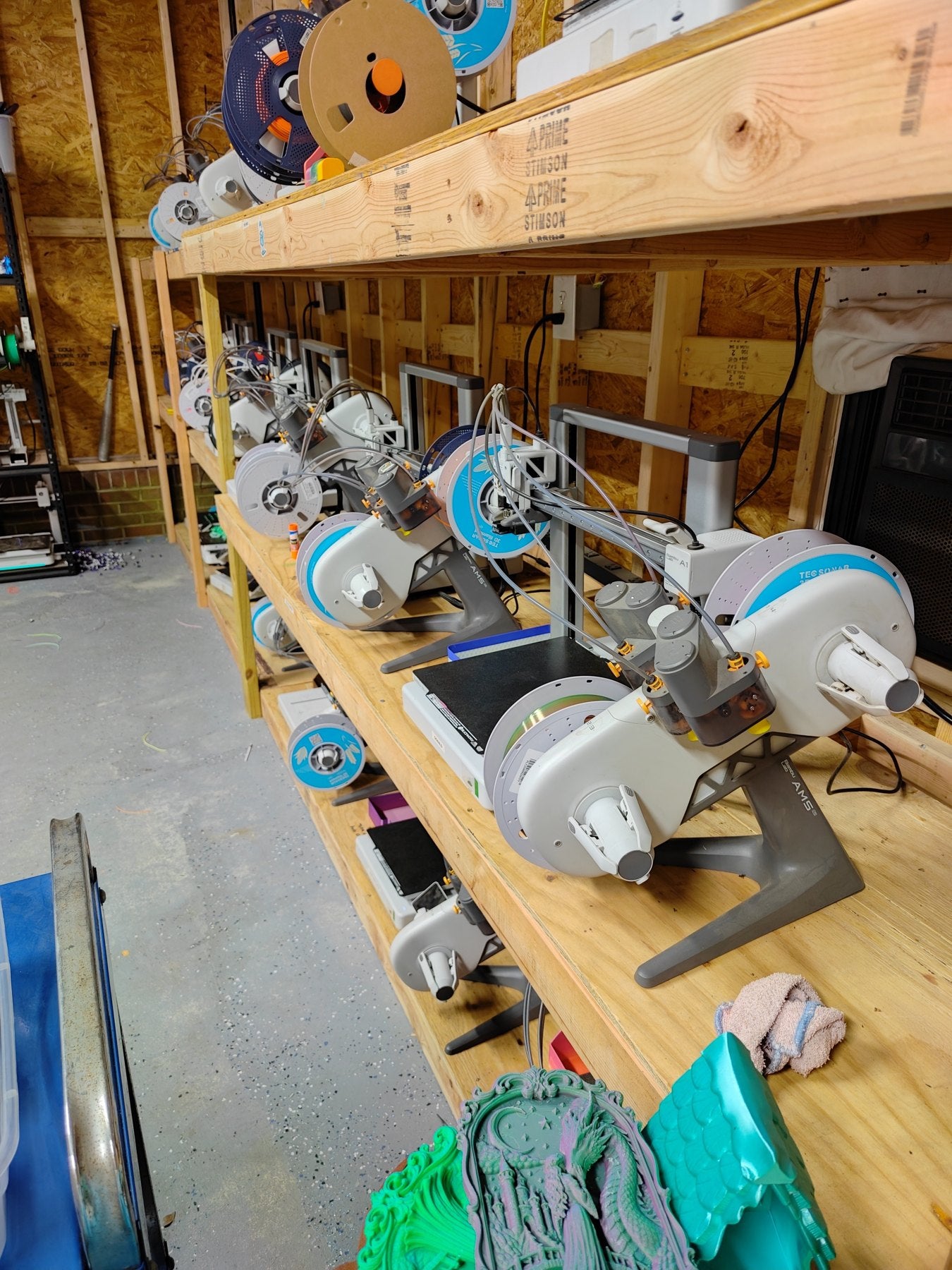 Rows of 3D printers running